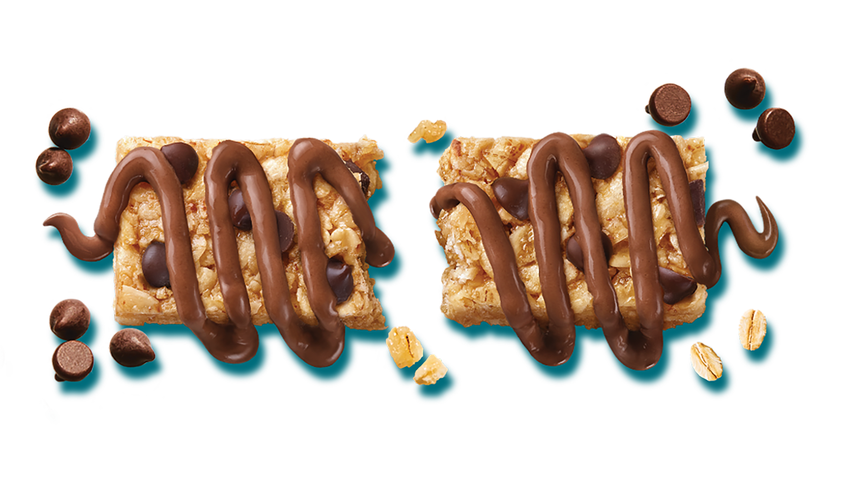 granola bar with chocolate drizzle and chocolate chips