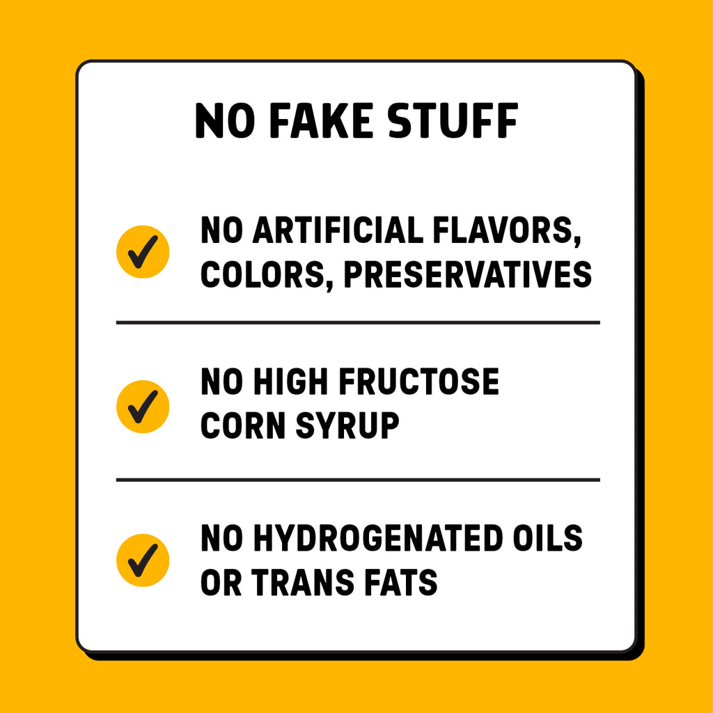 List of product claims on a yellow background