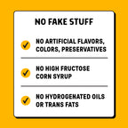 List of product claims on a yellow background