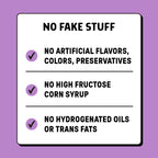 Product comparison on a purple background with text about ingredient claims.