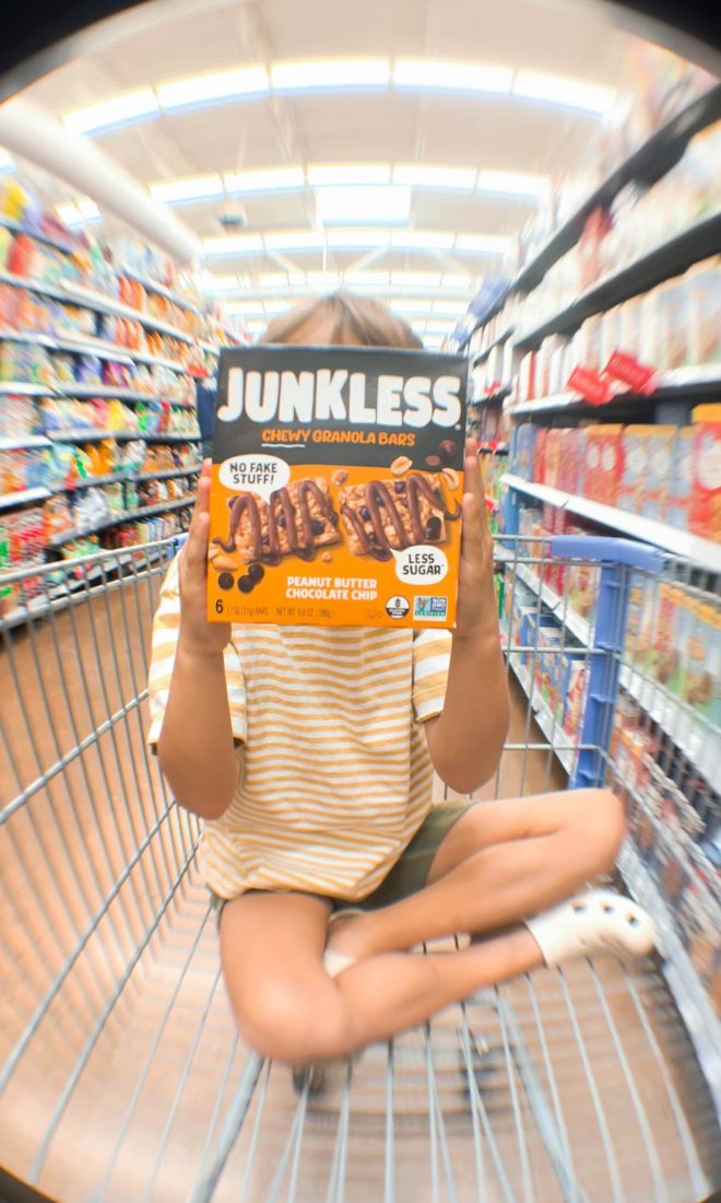 fish eye photo with junkless chocolate peanut butter granola bars