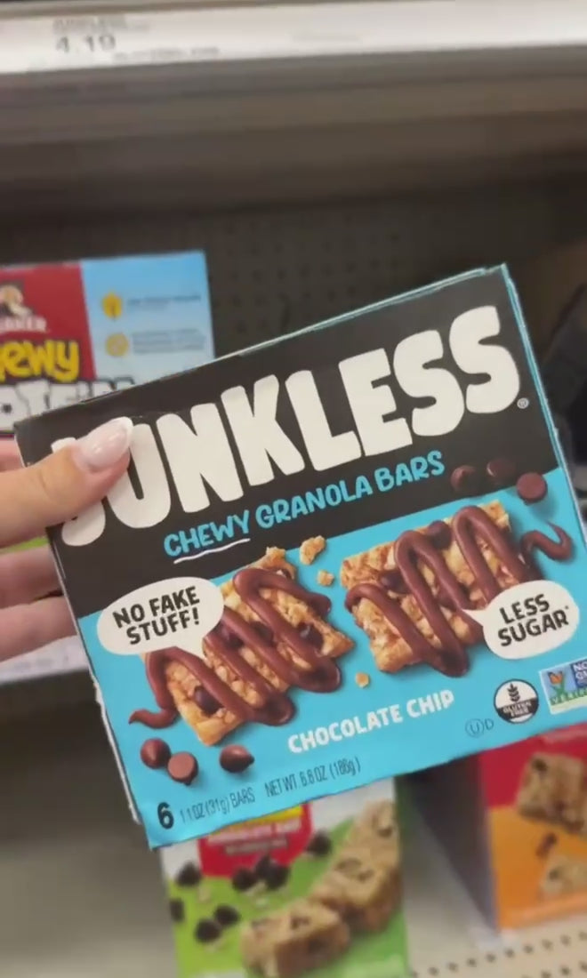 Junkless carton of granola bars taken off a sheflf